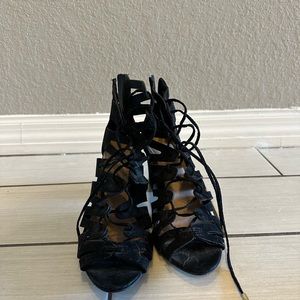 Madden girl lace up and zip up black heels